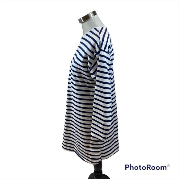 ASOS Oversized Navy and White Striped Long Sleeved Tee Shirt Dress Size 6 - Picture 3 of 11